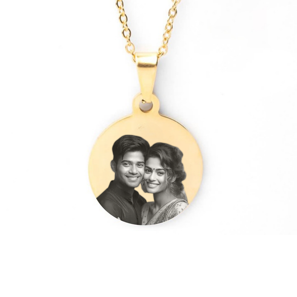 personalized Photo Round Necklace - Silver color