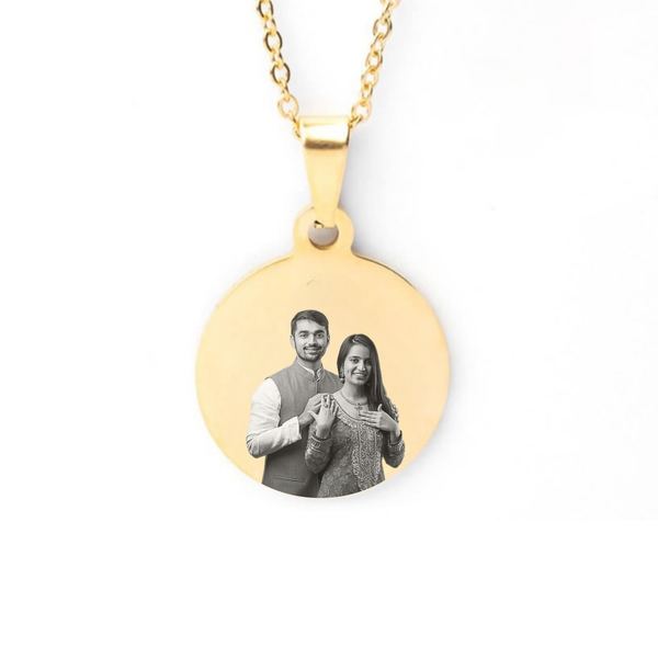 personalized Photo Round Necklace - Silver color